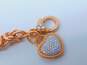 Judith Ripka Designer 925 Rose Vermeil Cubic Zirconia Byzantine Chain Heart Charm Bracelet 20.3g image number 2
