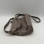 Womens Gray Leather Adjustable Strap Zipper Pocket Crossbody Bag image number 3