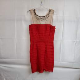 BCBGMAXAZRIA Rouge Red Maia Embellished Sleeveless Dress WM Size 6 NWT