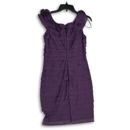 London Times Womens Purple Boat Neck Sleeveless Ruffle Layered Sheath Dress 4 alternative image