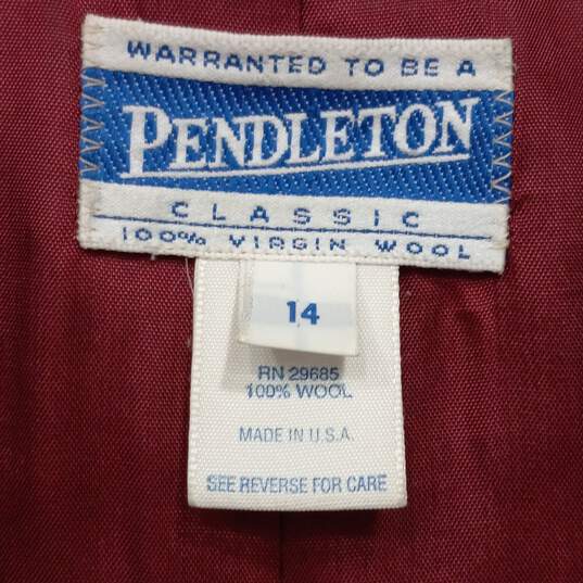 Pendleton Red Wool Suit Jacket Size 14 image number 2
