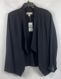 NWT Michael Kors Womens Black Long Sleeve Open Front Blazer Jacket Size Large
