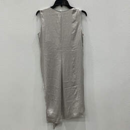NWT Womes Silver Gathered Asymmetrical Split Thigh Ultra Shift Dress Size 6 alternative image