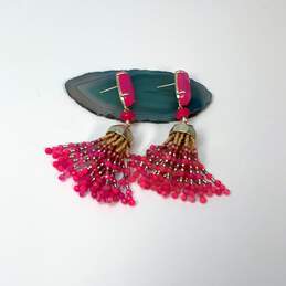 Designer Kendra Scott Pink Oval Stone Dove Beaded Tassel Earrings