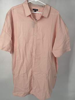 Mens Pink Cotton Short Sleeve Collared Button-Up Shirt Size XXL T-0503687-G