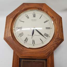 Seiko Schoolhouse Pendulum Wall Clock Traditional Brown Oak alternative image