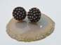 Artisan 925 Bali Style Granulated Stars Dome Black Druzy & Dotted & Scrolled Semi Hoop Post Earrings 28.6g image number 3