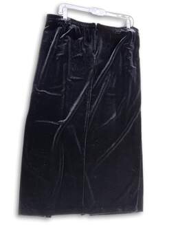 Womens Black Velvet Side Slit Back Zip Midi Straight & Pencil Skirt Size L alternative image