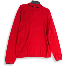 NWT Mens Red Knitted Collared Long Sleeve Pullover Sweater Size Large alternative image