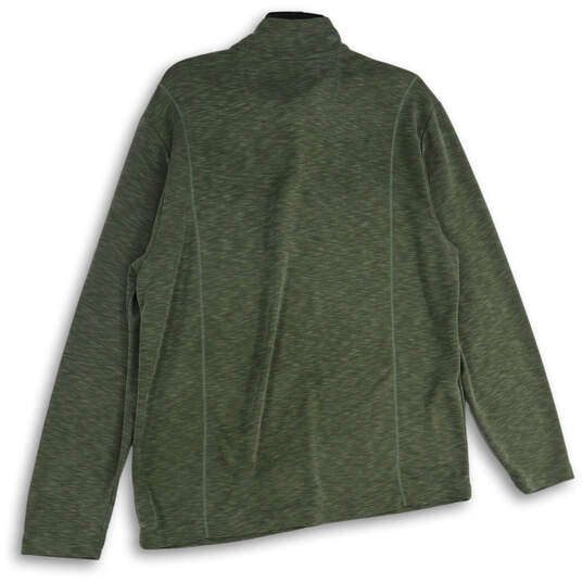 Mens Green 1/4 Zip Mock Neck Long Sleeve Pullover Sweater Size Large image number 2