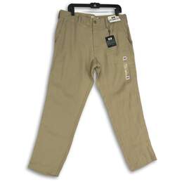 NWT Mens Khaki Flat Front Slash Pockets Straight Leg Chino Pants Size 36x30
