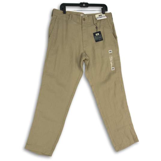 NWT Mens Khaki Flat Front Slash Pockets Straight Leg Chino Pants Size 36x30 image number 1
