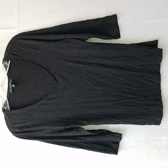Saks Fifth Avenue Black Rayon Blend V-Neck Shirt Womens Size L image number 1