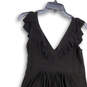 Womens Black Ruffled Sleeveless V-Neck Knee Length A-Line Dress Size 6 image number 1
