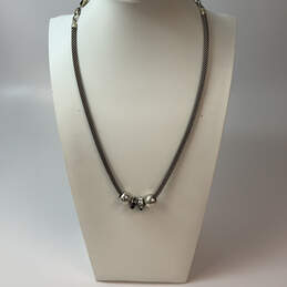 Designer Brighton Silver-Tone Link Chain Fashionable Beaded Necklace