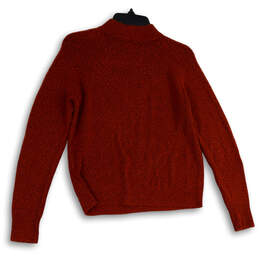 Womens Orange Mock Neck Side Button Long Sleeve Pullover Sweater Size S alternative image