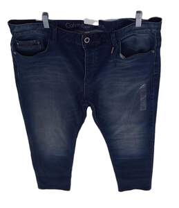 Womens Blue 5 Pocket Design Dark Wash Straight Leg Denim Jeans Size 40 X 32