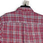 Mens Pink Plaid Spread Collar Short Sleeve Button-Up Shirt Size Medium image number 4