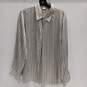 Kasper A.S.L. Blouse Black And Metallic Silvery White Long Sleeve Silk Shirt image number 1