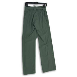 Womens Green Flat Front Slash Pocket Belted Wide Leg Ankle Pants Size 2 alternative image