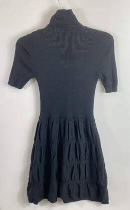 Love Moschino Women Black Tiered Ribbed Mock Neck Dress S alternative image