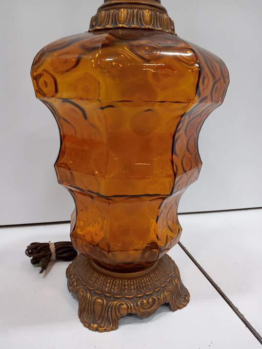 Vintage Amber Glass Lamp image number 3