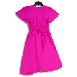 NWT Womens Pink Short Sleeve V-Neck Front Slit A-Line Dress Size Small alternative image