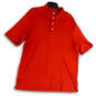 Mens Red Short Sleeve Spread Collar Button Front Polo Shirt Size 46-48 image number 1