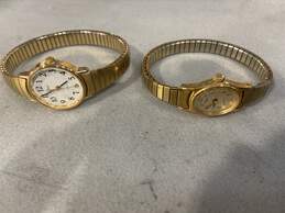 Lot Of 2 Womens Gold Tone K Cell Stainless Steel Quartz Wristwatch 38.1g alternative image