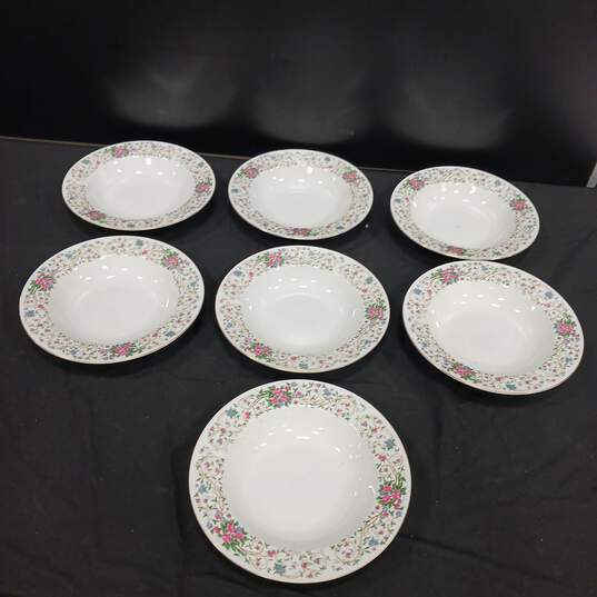 Set of 7 Vintage Farberware Monaco 3111 Floral Soup Bowls image number 1