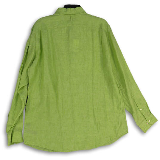 Mens Green Spread Collar Long Sleeve Button-Up Shirt Size Large image number 2