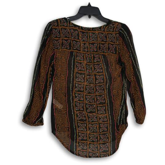 NWT Womens Multicolor Printed Long Sleeve V-Neck Pullover Blouse Top Size XS image number 2