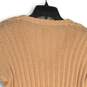 NWT Womens Peach Long Sleeve Open Knit Ribbed Hem Pullover Sweater Size M image number 4
