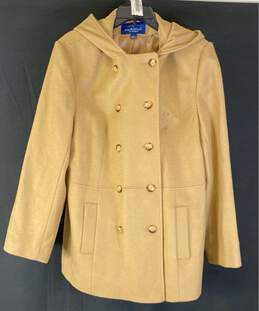 Mackintosh Womens Beige Wool Pockets Double-Breasted Hooded Pea Coat Size Large