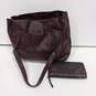 Simply Vera Womens Brown Leather Outer Pocket Top Handle Satchel Bag w/ Wallet image number 3