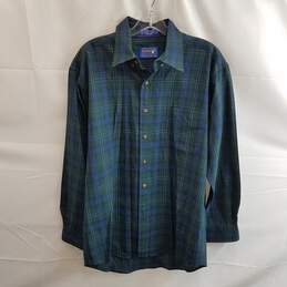Pendleton Men's Green Plaid Wool Button Up Long Sleeve Shirt Size M