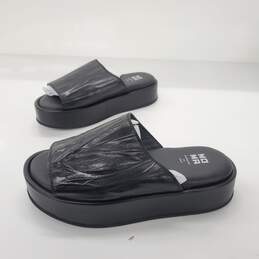 MOMA Women's 'Donna' Black Leather Platform Slide Sandals Size 38.5 EU/8 US alternative image