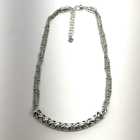 Designer Brighton Silver-Tone Braidy Retired Arch Weave Chain Necklace image number 2