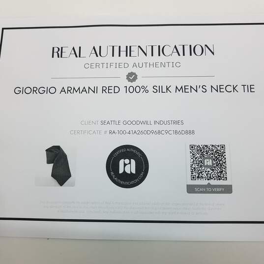 AUTHENTICATED Giorgio Armani Red Silk Mens Neck Tie image number 5