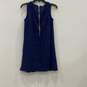 NWT Kate Spade Womens Blue Floral Lace Round Neck Sleeveless Shift Dress Size 14 image number 4