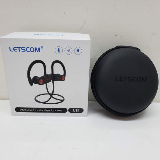 LETSCOM Wireless Sports Headphones U8I Red/Black - Untested image number 1