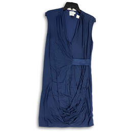 Womens Blue Sleeveless Brynn Wrap Knee Length A-Line Dress Size X-Small
