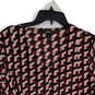 Womens Red Black Geometric V-Neck Long Sleeve Pullover Blouse Top Size L image number 3
