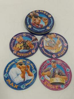 Vintage 1994 Joe Camel & Friends Promotional Metal And Cork Drink Coasters Set