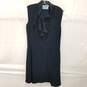 Prada Navy Blue Ruffle Front Sleeveless Dress Women's Size M image number 1