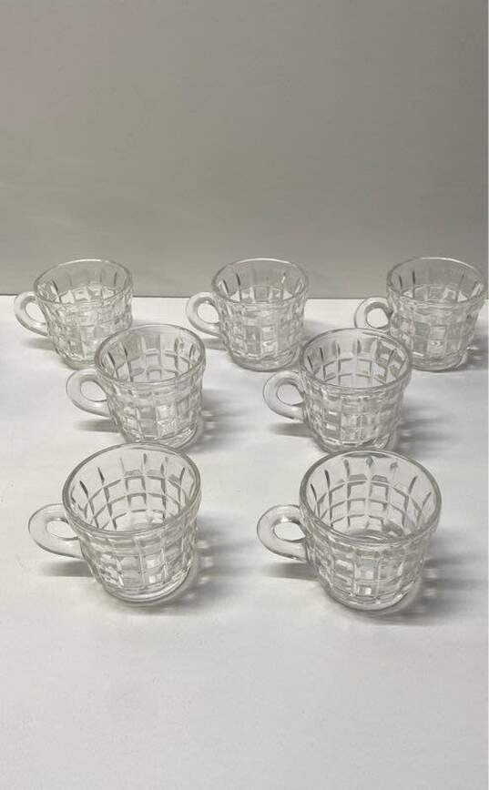 Punch Bowl Set of 12 Cups Vintage 14 in wide Glass Punch Bowl w/ Ladle image number 3