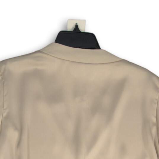 NWT Womens Beige Satin Long Sleeve V-Neck Pullover Blouse Top Size XL image number 4