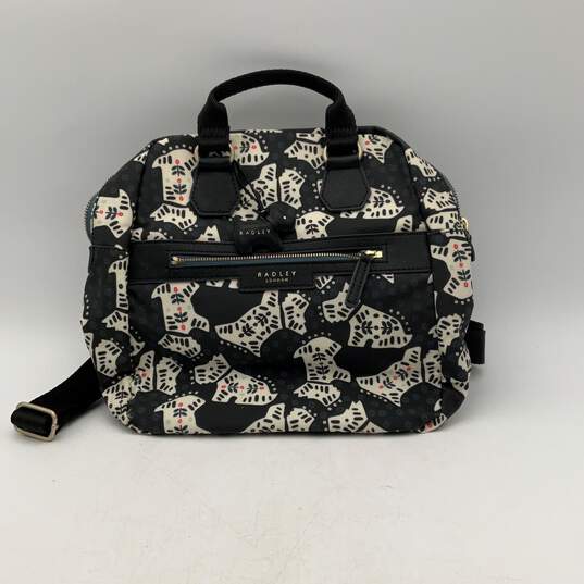 Radley London Womens Black White Adjustable Strap Multi Pockets Backpack image number 1
