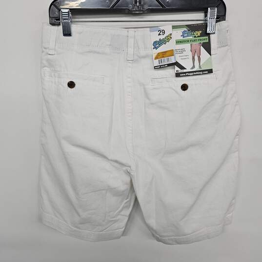 Plugg Stretch Flat Front White Shorts image number 2