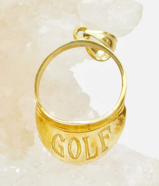 Vintage 10K Yellow Gold Golf Visor Pendant 2.0g image number 1